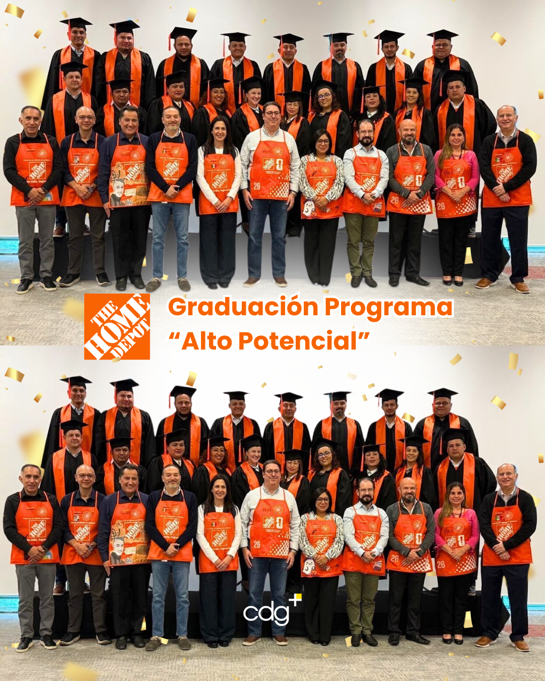Fotografía grupal de directivos y gerentes celebrando su graduación del programa de formación en liderazgo gerencial de CDG tras concluir con éxito la certificación corporativa