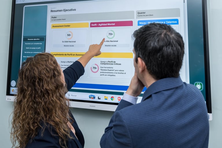 Ejemplo de reporte ejecutivo y matriz de competencias generado en un assessment center de cdg enfocado en la selección y contratación de personal.