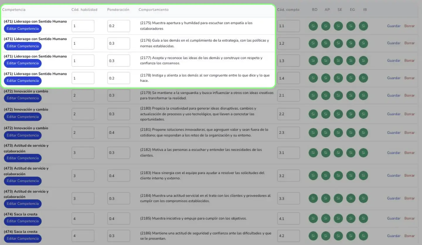 Software HR para diseño de competencias laborales y diccionarios personalizados.